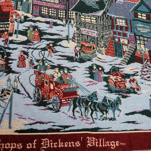 Dickens Village Tapestry blanket Christmas - Picture 4 of 7
